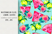 Watermelon,lemon, hibiscus pattern