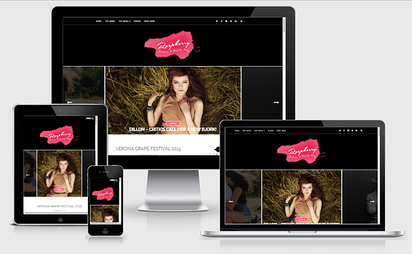 Raspberry Dark Blogger Template in Website Templates - product preview 1