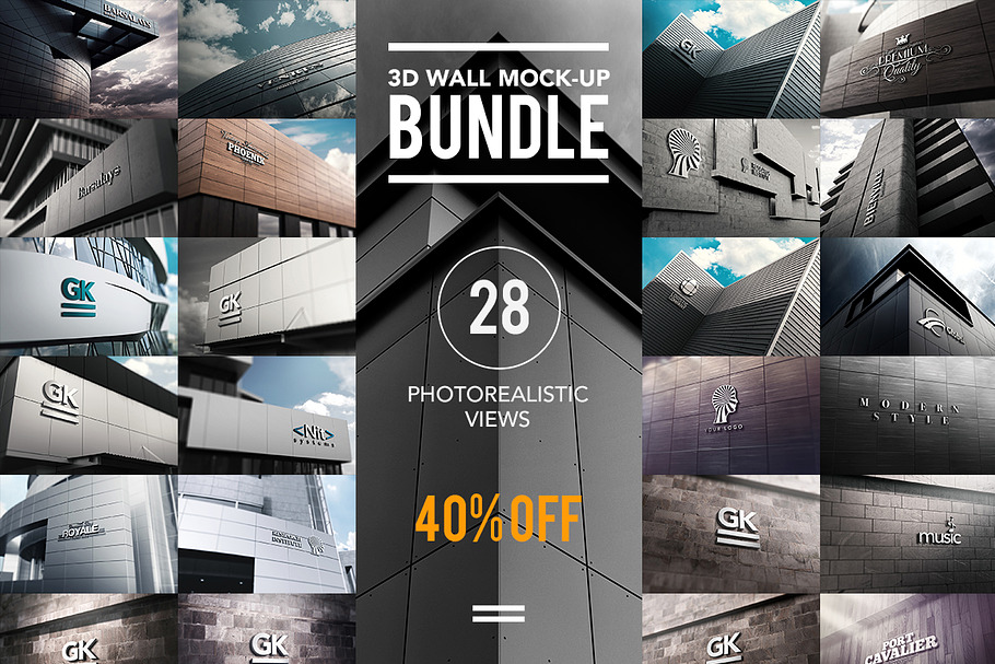 3D Logo Wall Bundle Mock-Up in Product Mockups - product preview 8