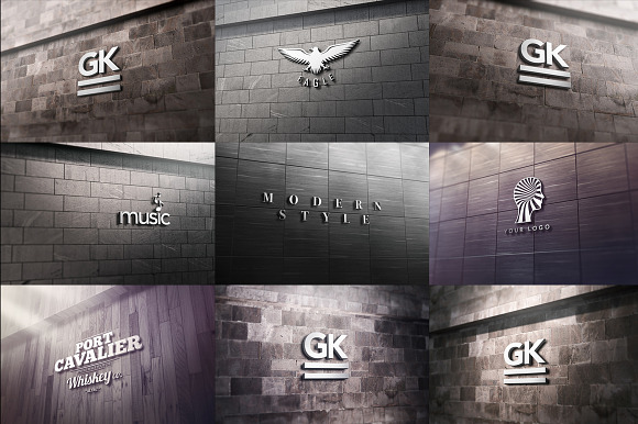 3D Logo Wall Bundle Mock-Up in Product Mockups - product preview 1