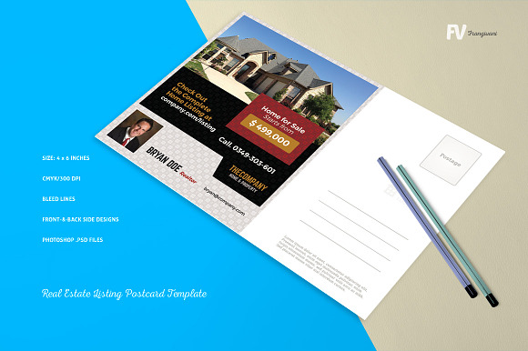 Real Estate Listing Postcard in Postcard Templates - product preview 2