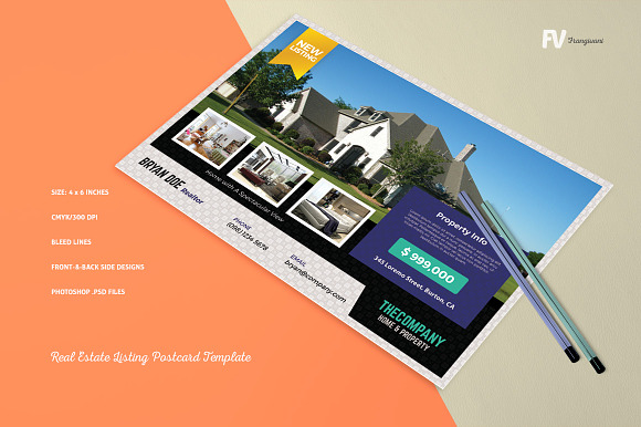 Real Estate Listing Postcard in Postcard Templates - product preview 3