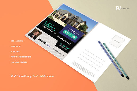Real Estate Listing Postcard in Postcard Templates - product preview 4