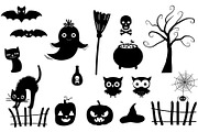 Halloween silhouettes clipart set