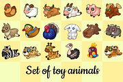 Big set of soft toy animals