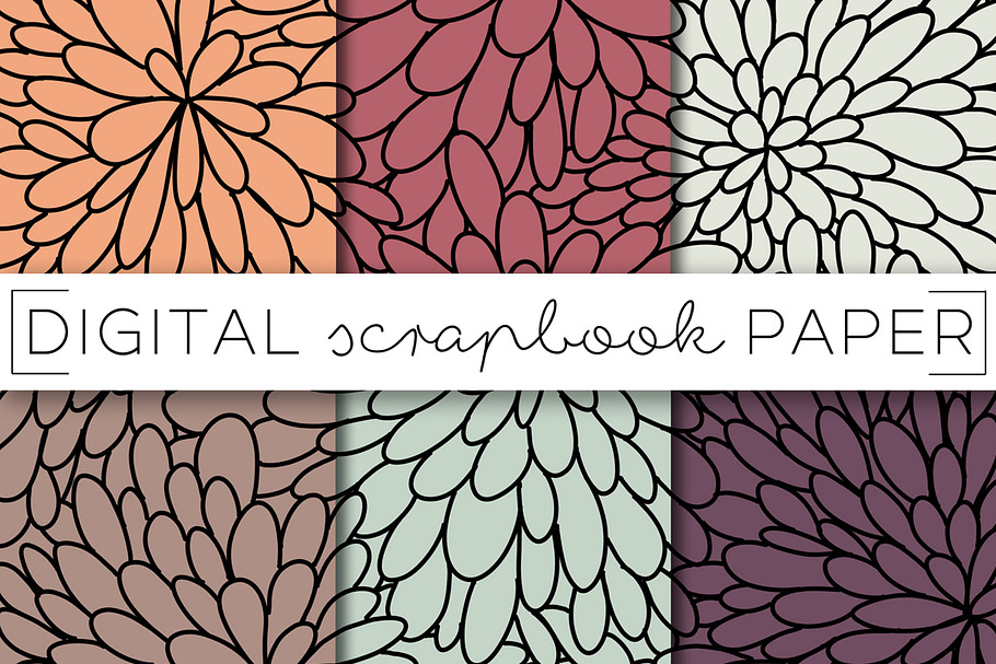 Fall Flowers Digital Paper in Patterns - product preview 8
