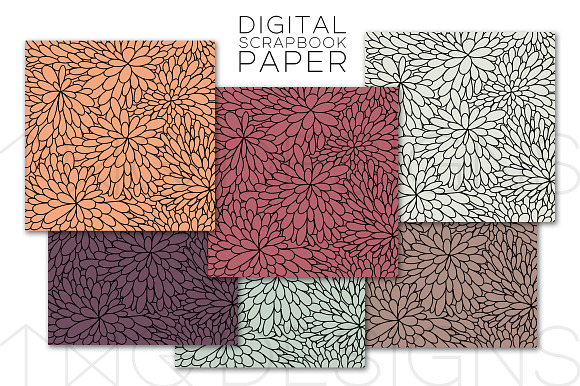 Fall Flowers Digital Paper in Patterns - product preview 1