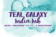 Teal Galaxy India Ink Backgrounds