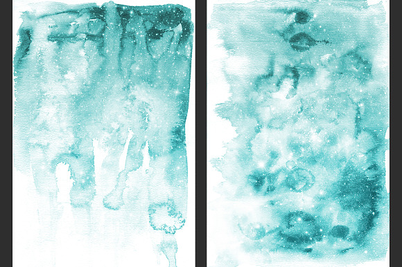 Teal Galaxy India Ink Backgrounds in Textures - product preview 3