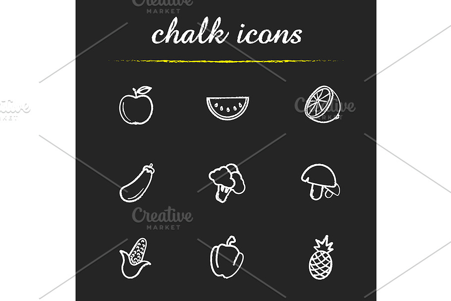 Fruit and vegetables 9 icons. Vector in Graphics - product preview 8