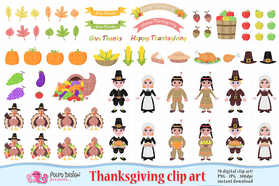 Thanksgiving clip art in Objects - product preview 8