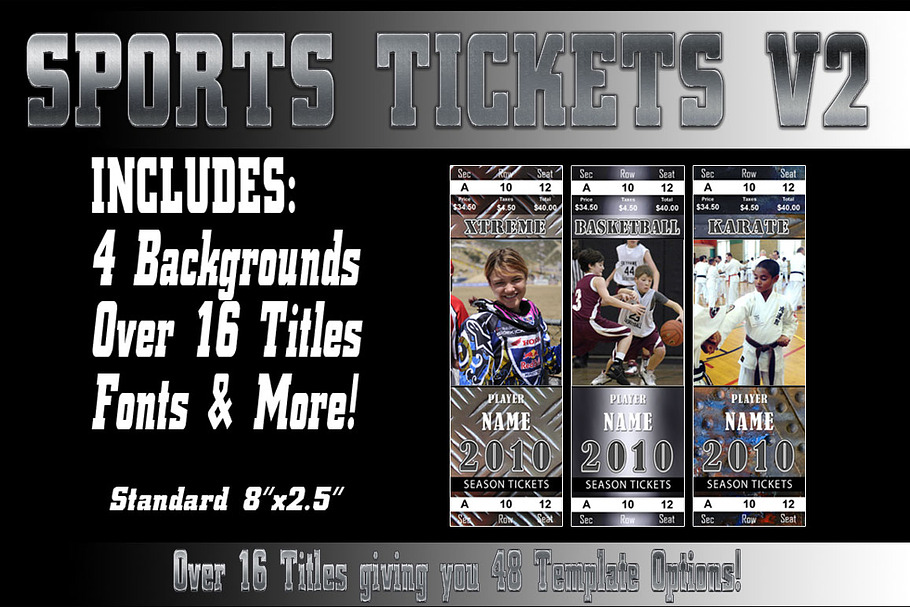 Sports Tickets V2 Photoshop Template in Card Templates - product preview 8