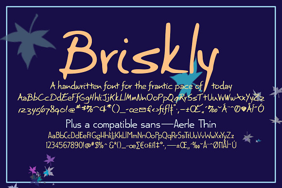 Briskly script & Aerle Thin sans in Script Fonts - product preview 1