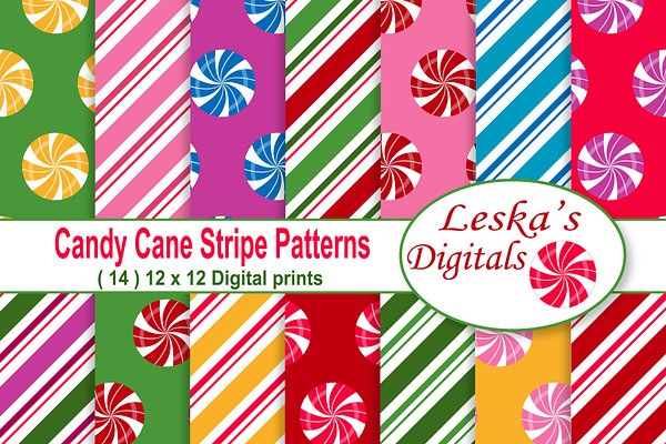 Christmas Digital Paper - Candy Cane