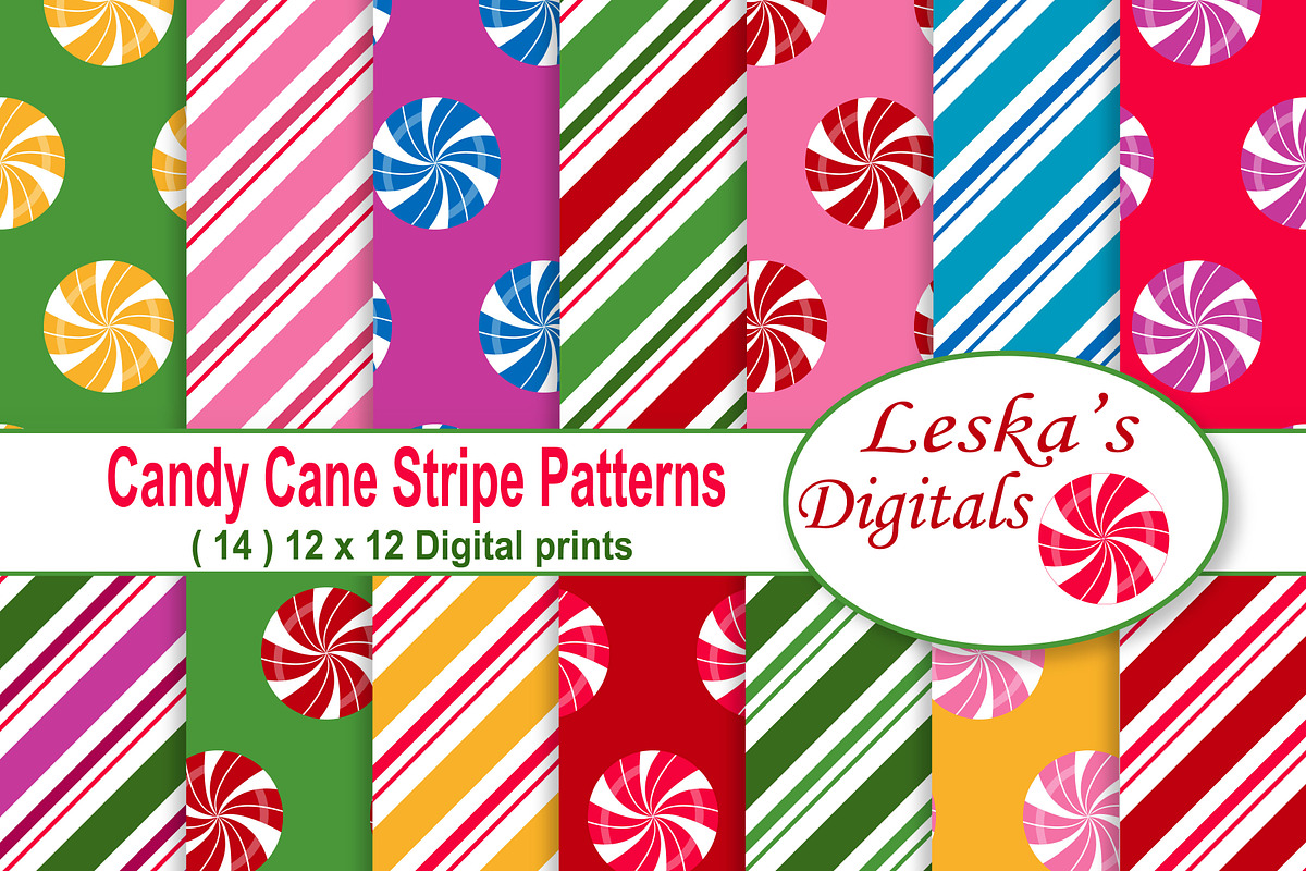Christmas Digital Paper - Candy Cane in Patterns - product preview 8