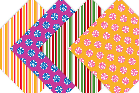 Christmas Digital Paper - Candy Cane in Patterns - product preview 2