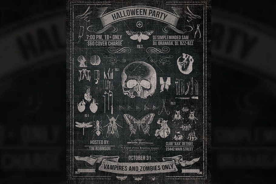 Vintage Halloween Chalk Poster