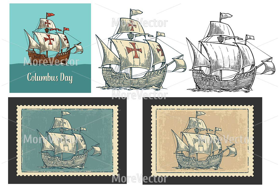  Caravel Santa Maria Day Columbus in Illustrations - product preview 8