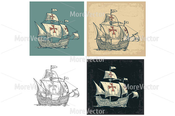  Caravel Santa Maria Day Columbus in Illustrations - product preview 1