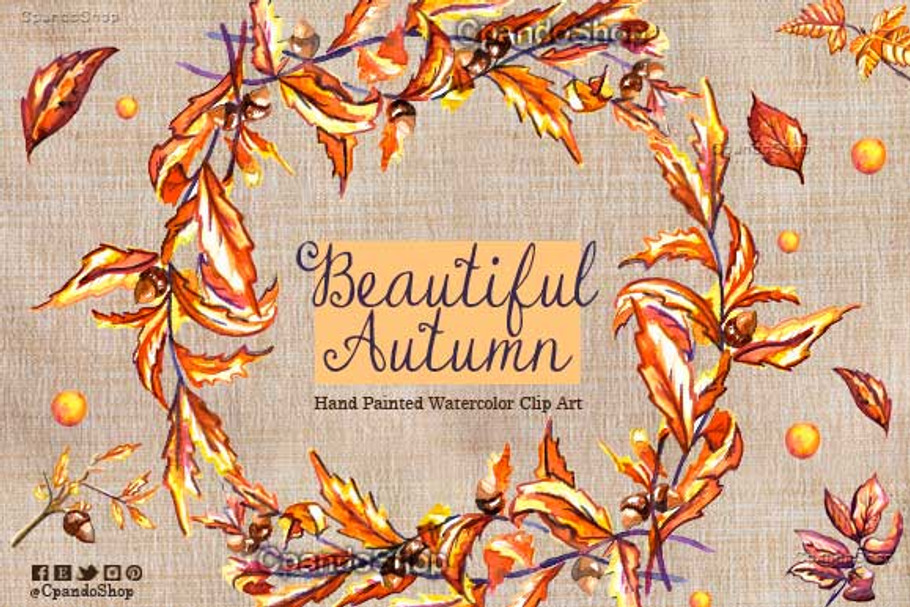 Beautiful autumn -  watercolor clip 