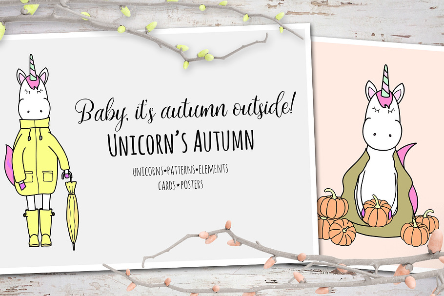 Unicorn's autumn in Illustrations - product preview 8