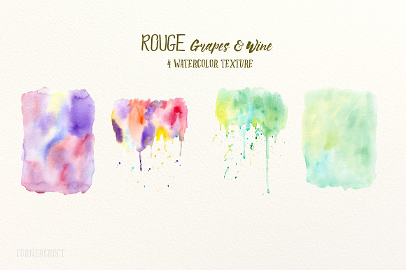 Watercolor Rouge Grapes and Wine in Illustrations - product preview 3