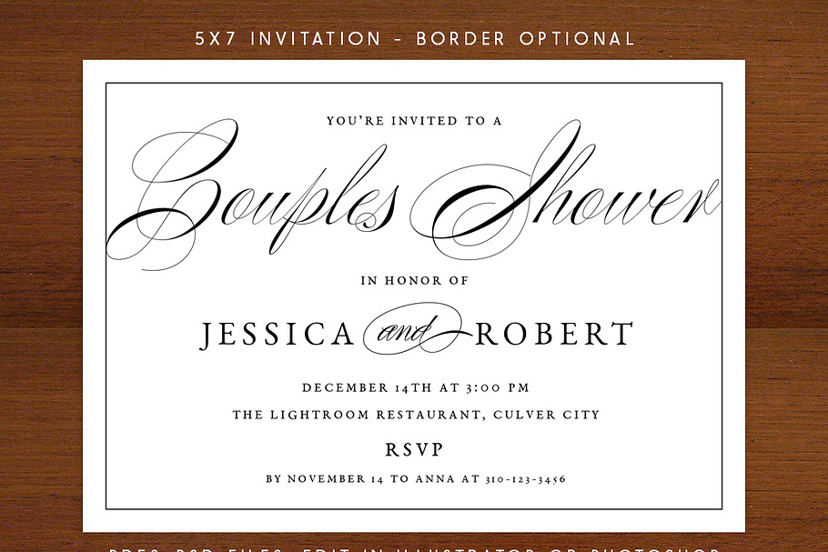Elegant Script Couples Shower Invite