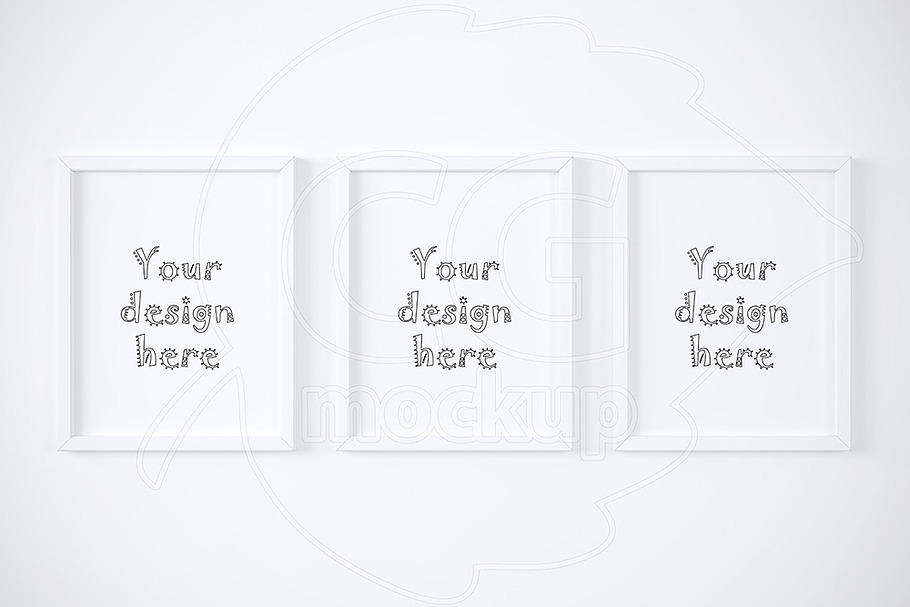 Set of three white frames mockup in Print Mockups - product preview 8