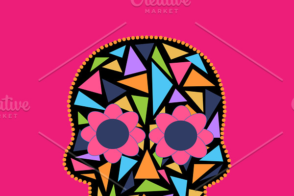Skull vector triangle pink color