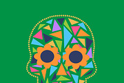 Skull vector triangle green color