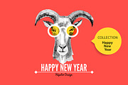 Hipster Goat Happy New Year Cards