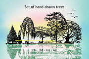 Hand drawn Forest Trees set