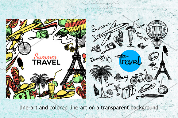 Hand drawn Travel set in Illustrations - product preview 1