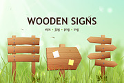 Wooden Signs realistic set