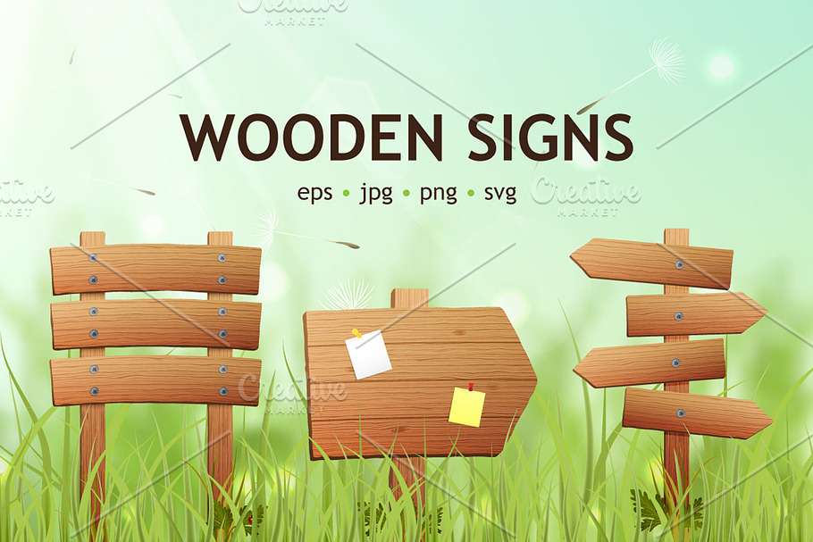 Wooden Signs realistic set in Illustrations - product preview 8