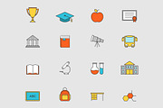 Education flat line icons vol 3