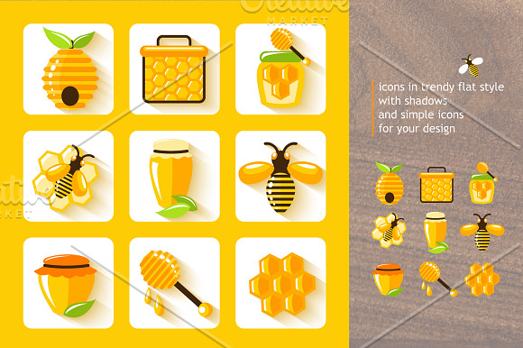 Honey flat vector set in Illustrations - product preview 3