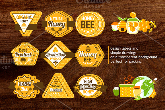 Honey flat vector set in Illustrations - product preview 4