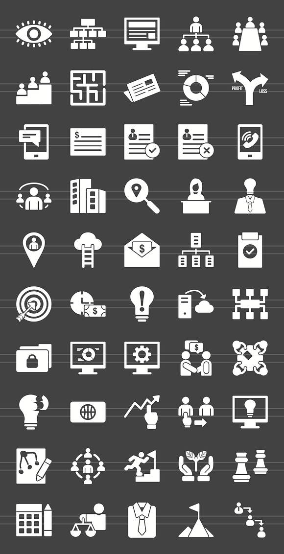 50 Business Glyph Inverted Icons in Icons - product preview 1