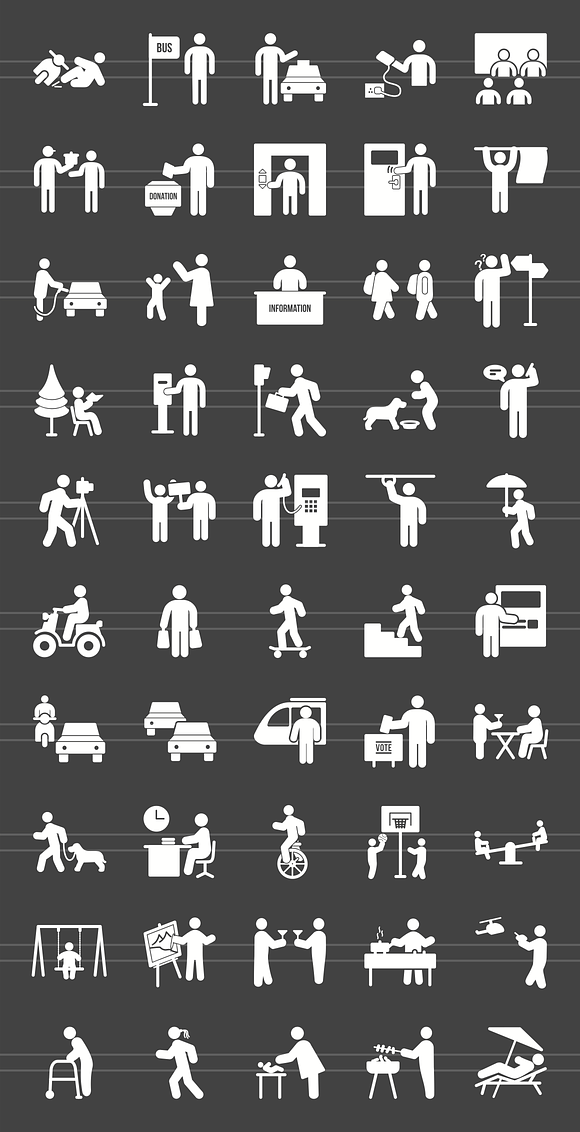 50 City Life Glyph Inverted Icons in Graphics - product preview 1