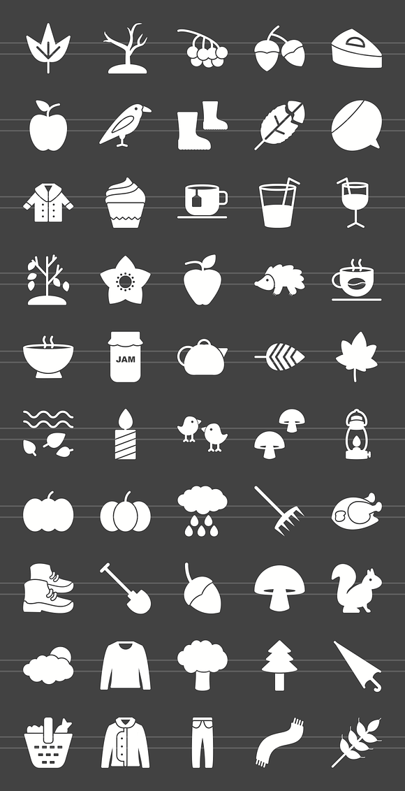 50 Autumn Glyph Inverted Icons in Graphics - product preview 1