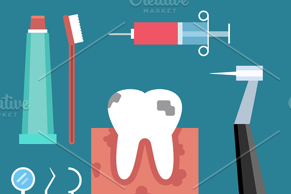 Dentist doctor tools vector