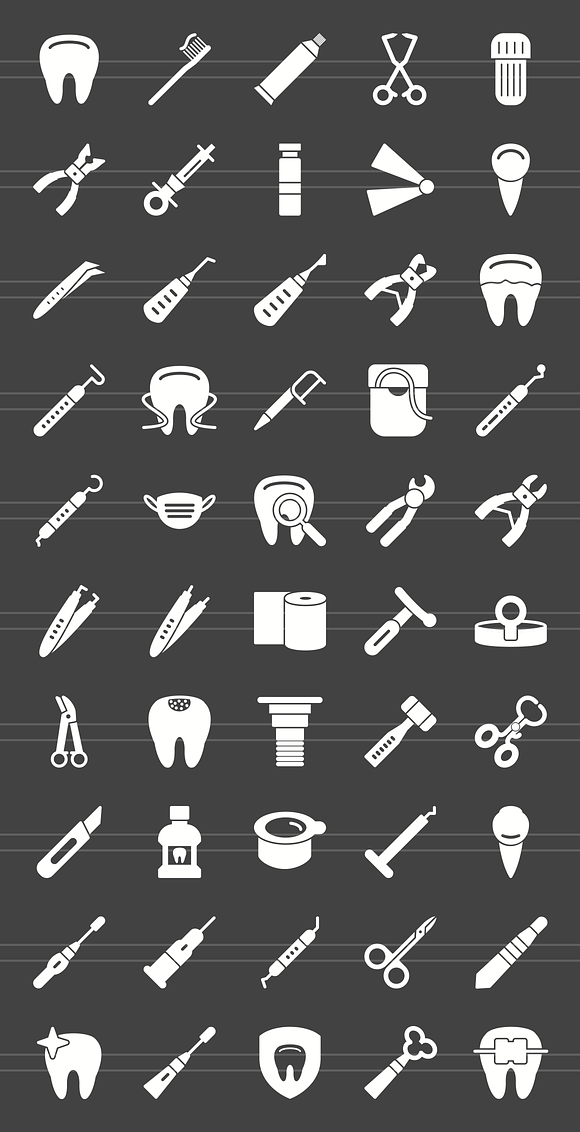 50 Dentist Glyph Inverted Icons in Graphics - product preview 1