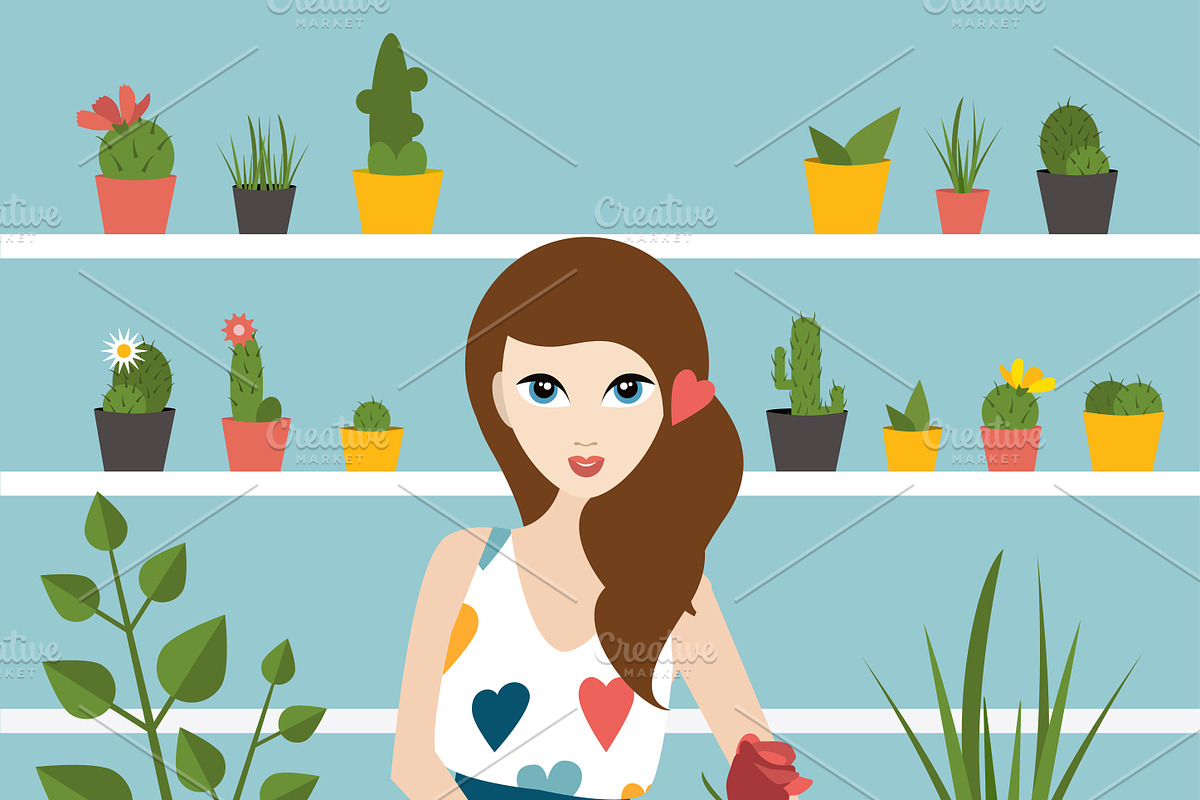Florist sales woman. in Illustrations - product preview 8