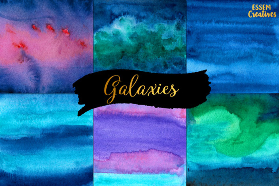 Watercolor Blue Galaxy BUNDLE in Illustrations - product preview 8