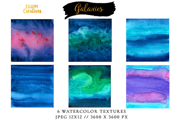 Watercolor Blue Galaxy BUNDLE in Illustrations - product preview 1