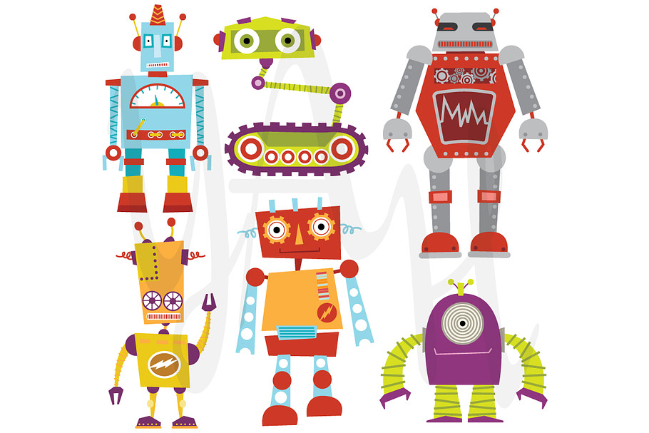 Cute Robot Set in Illustrations - product preview 8