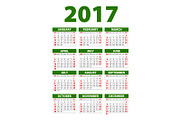 green Calendar for 2017