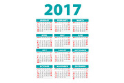 blue Calendar for 2017