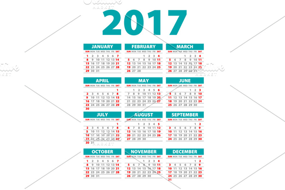 blue Calendar for 2017 in Graphics - product preview 8